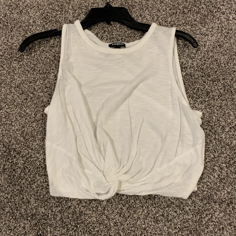 White Cropped Tank With Knot